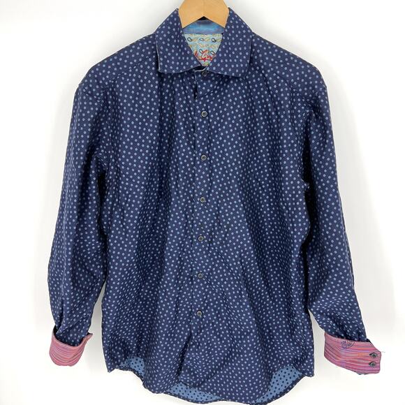 Robert Graham Mens Flip Cuff Button Up Shirt Blue Purple Size M - Picture 1 of 11